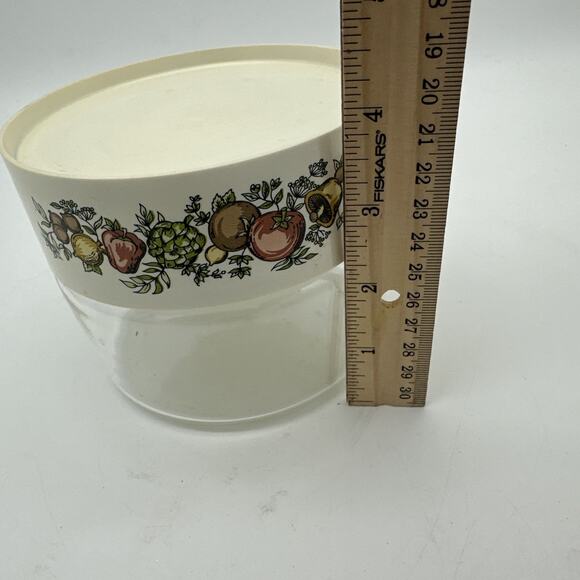 4 Vintage Pyrex Glass Canisters Set See 'n Store Jars Mushroom Veggies USA - Picture 9 of 12